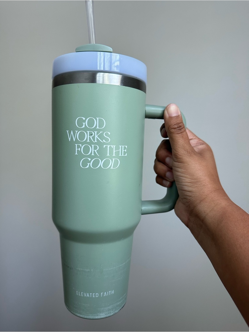 Elevated Faith Mint Green 'God Works for the Good' 40oz Tumbler